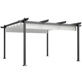 Outsunny 13' x 13' Aluminum Retractable Pergola Canopy, Outdoor Pergola for Garden, Patio, Backyard, Deck, White
