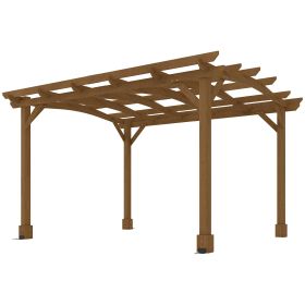Outsunny 10' x 12' Wood Pergola, Outdoor Gazebo Grape Trellis with Arched Roof for Climbing Plant Support, Dark Brown