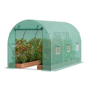 10x6.6x6.6 FT Walk-in Tunnel Greenhouse, Portable Plant Hot House with Dual Zippered Screen Doors & 6 Screen Windows