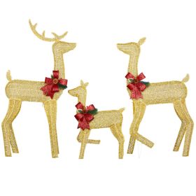 3-Piece Lighted Christmas Reindeer Family Set Outdoor Decorations