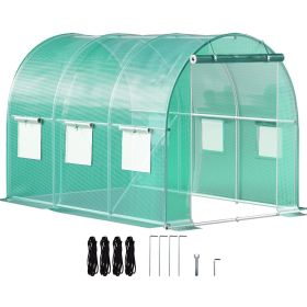 10x7x7 FT Walk-in Tunnel Greenhouse, Portable Plant Hot House with Dual Zippered Screen Doors & 6 Screen Windows
