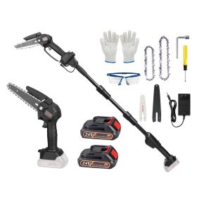 2-in-1 Cordless Pole Saw & Mini Chainsaw Electric Mini Chainsaw Length Adjustable Cordless Chain Saw with 2Pcs 1500mAh Batteries 4in/6in Chains f