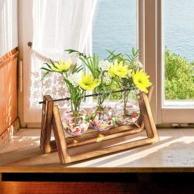 1Pc Desktop Glass Planter Bulb Plant Terrarium With Wooden Stand Air Planter Glass Vase Metal Swivel Plant Vase For Hydroponics (Option: Wooden-1Pc)
