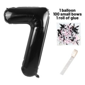 40 Inch Black Number Balloons With  Ribbon Bow 1 Roll Glue Point (Option: W13613473)