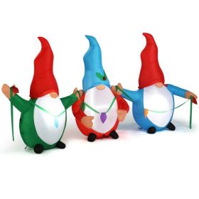 6.6 FT Lighted Christmas Inflatable Decoration, Inflatable Three Christmas Gnomes Elves, Funny Blow Up Yard Decorations With Built-in LED Lights (Option: Default title)