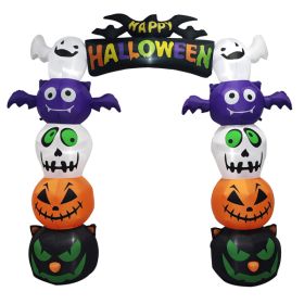 8.2ft Stacking Head Arch, 7pcs White LED Lights, Halloween Inflatable Decoration 12V (Option: Inflatable pumpkin arch)