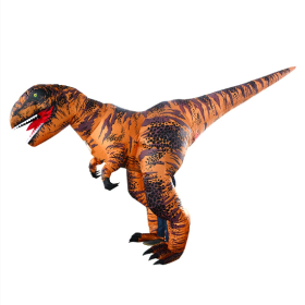 T-Rex Dinosaur Inflatable Costume SuperDinosaur Blow Up Fancy Dress CosplayHalloween Christmas Party For-Only Self Pickup (Color: Brown)