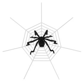 1Pc Halloween Decorations Spider Outdoor 49inch Halloween Spider With 126 Inch Tarantula Mega Spider Web Hairy Poseable Scary Spider Outdoor Yard (Color: Black)
