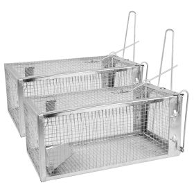 2 Pack Or 1 Pack Options Rat Trap Cage Humane Live Rodent Trap Cage Galvanized Iron Mice Mouse Control Bait Catch With Detachable U Shaped Rod (Option: 2Pack)