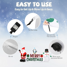 Inflatable Santa Claus And Snowman Holding Merry Christmas Sign (Option: As picture)