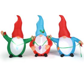 6.6 FT Lighted Christmas Inflatable Decoration, Inflatable Three Christmas Gnomes Elves, Funny Blow Up Yard Decorations With Built-in LED Lights (Option: Inflatable three Christmas gno)