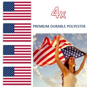 American Flags For Outside 3X5 FT USA Flag - Premium US Flag 90X150cm Heavy Duty Outdoor Large Nylon Flag Stars With Brass Grommets (Option: 4pcs)