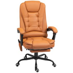 7-Point Vibrating Massage Office Chair High Back Massaging Office Desk Chair With Lumbar Support, Footrest, Light Brown (Color: Brown)