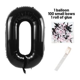 40 Inch Black Number Balloons With  Ribbon Bow 1 Roll Glue Point (Option: W13613489)
