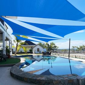 Artpuch Custom Size Sky Blue Sun Shade Sail Triangle Canopy 185 GSM Durable Fabric UV Block Awning for Outdoor Patio Garden Backyard (Customized (Color: Sky Blue, size: 17x20x26.2)