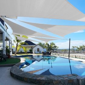 Artpuch Custom Size Light Gray Sun Shade Sail Triangle Canopy 185 GSM Durable Fabric UV Block Awning for Outdoor Patio Garden Backyard (Customize (Color: Light Gray, size: 12X25X25)
