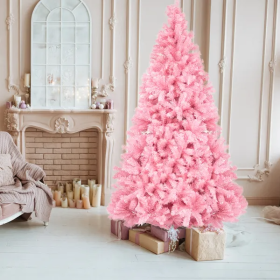 FCH 7ft 1800 Branch PVC Branch Iron Bracket Christmas Tree (Color: Pink)