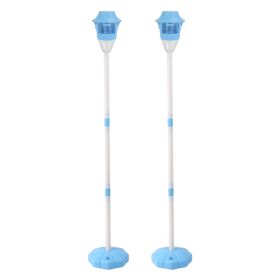 2Pack 3 In 1 Standing Bubble Machines With Colorful Lights And Music Rechargeable Bubble Maker Stands With 2 Modes 3 Adjustable Height For Party (Color: Blue)