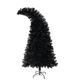 6-foot Artificial Christmas Tree With LED Lights, Pre-lit Curved Artificial Christmas Tree With 900 Tips, Black Christmas Tree (Option: 6ft)