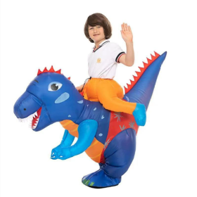 Inflatable Costume For Kids, Blow Up Dinosaur Costume For Boys And Girls, Halloween Party Riding T Rex Outfits-Only Supports Self-pickup. (Color: Blue)