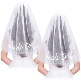 Bride To Be Embroidered Veil Bachelorette Party BachParty Accessory Bride To Be Headband White Bridal Veil Headpiece For Bridal Shower Engagement (Option: 5508750M)